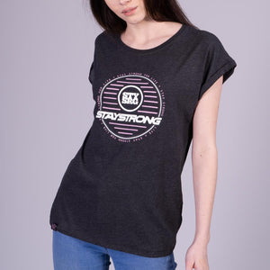 Stay Strong Womens T -Shirt von Neon Circle - Holzkohle