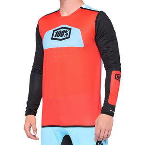 100% R-Core X Race Trikot - Fluo Rot/Schwarz