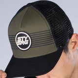 Stay Strong Icône Stripe Mesh Snapback - noir / olive