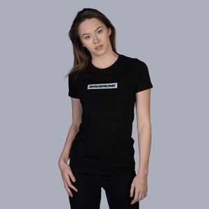 Stay Strong Wort Box Reflektierende Damen T -Shirt - Schwarz