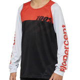 100% R-Core Youth Long Mancheve 2022 Jersey de course - Black / Racer Red